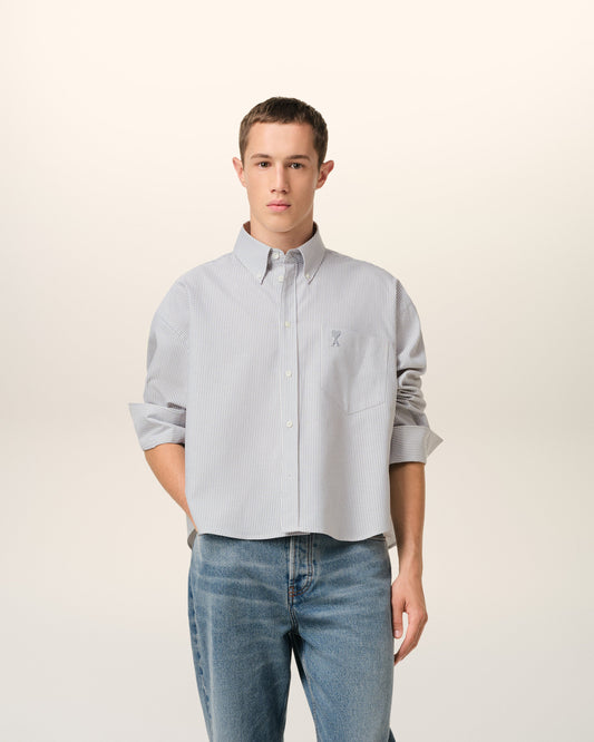 Purple Cotton Cropped Oversized Shirt