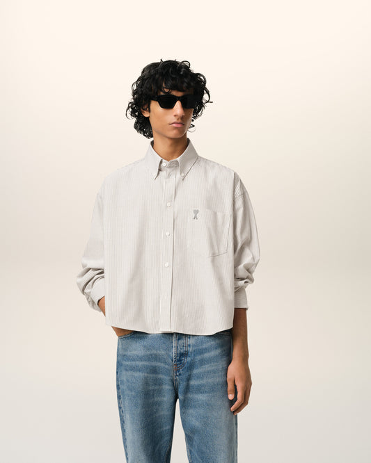 Green Cotton Cropped Oversized Shirt