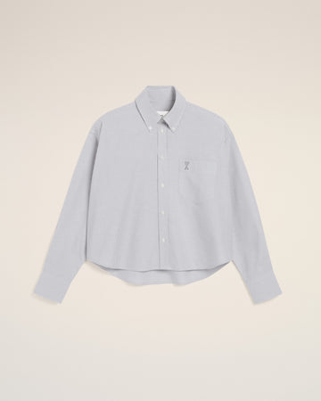 Purple Cotton Cropped Oversized Shirt