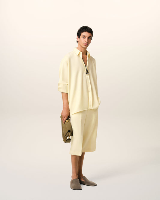 Yellow Wool Back Slit Loose Shirt