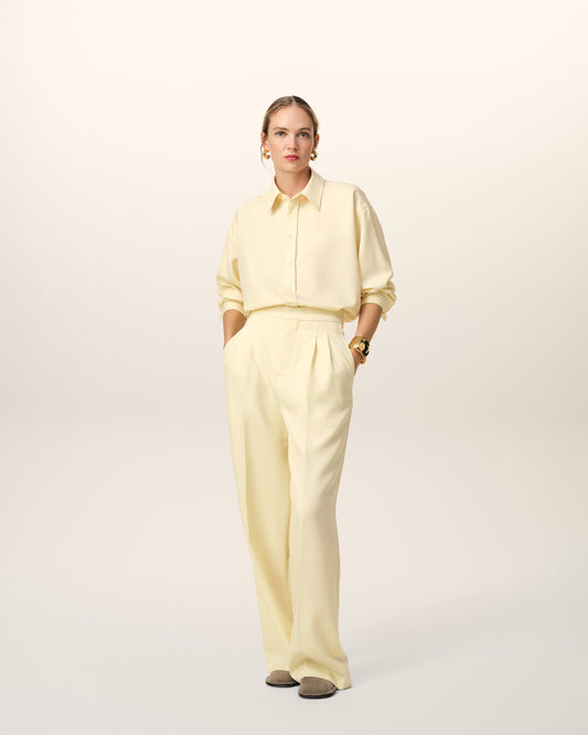 Yellow Wool Back Slit Loose Shirt