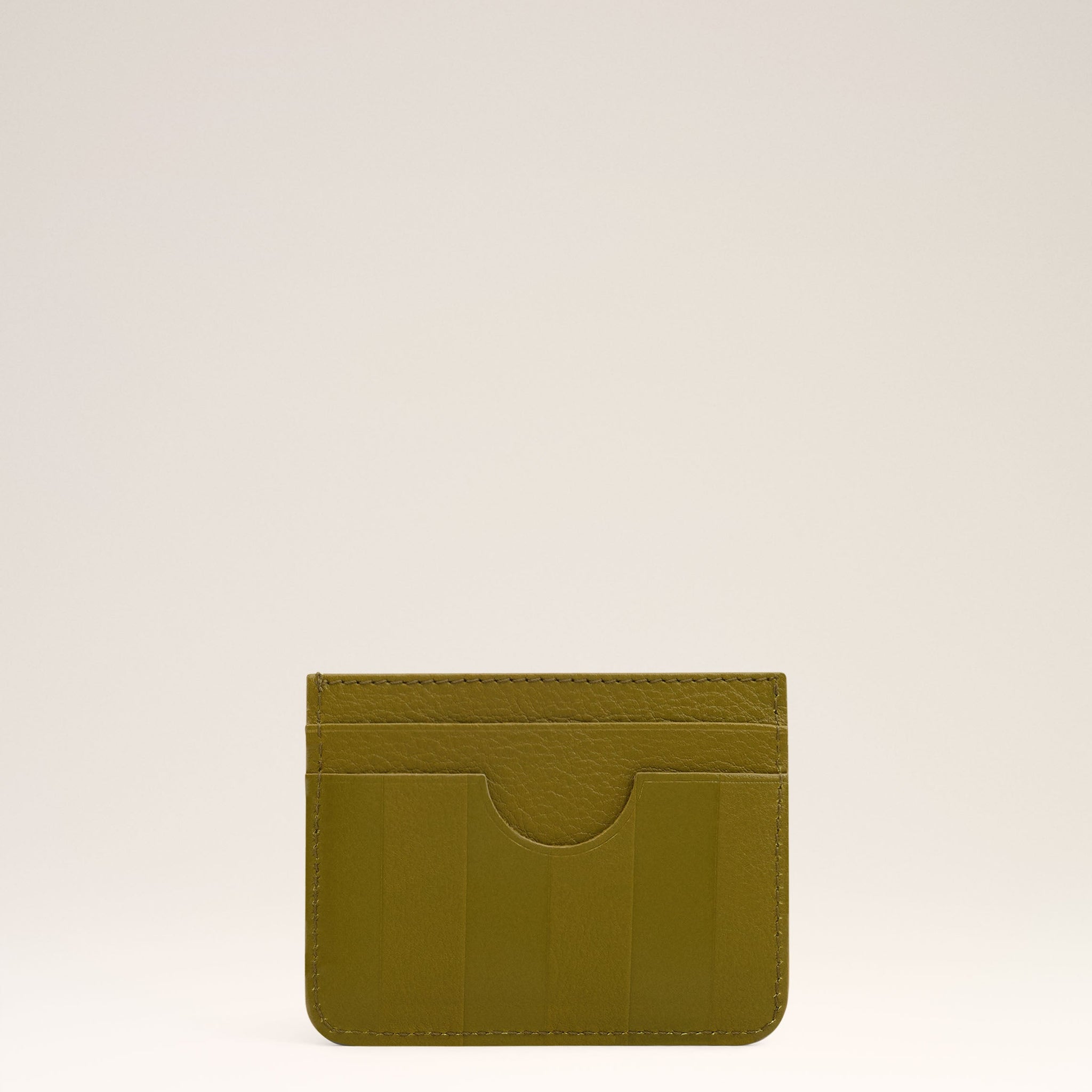 Khaki Leather Midi Card Holder