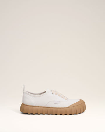 White Cotton Low Top Tempo Canvas Sneakers