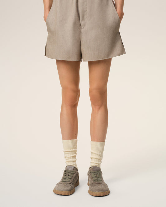 Beige Leather Low Top Step Sneakers