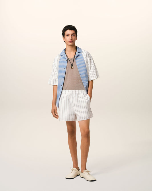 White And Blue Cotton Elasticated Short