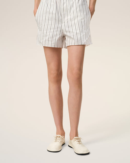 Beige Leather One Cut Shoes
