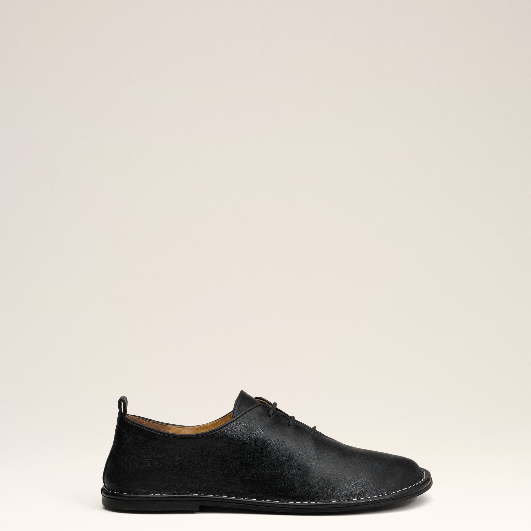 Black Leather One Cut Shoes
