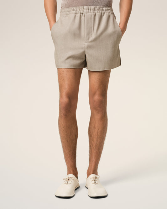 Beige Leather One Cut Shoes