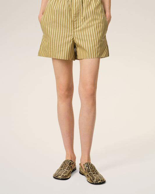 Beige Leather Midi Slippers