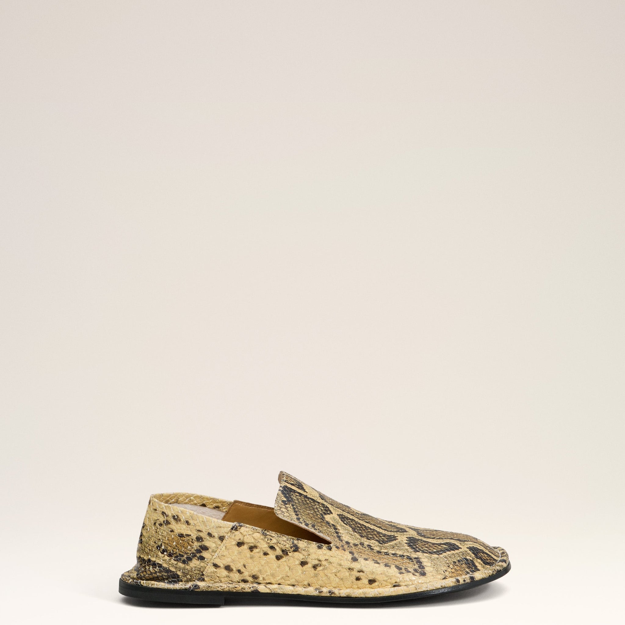 Beige Leather Midi Slippers
