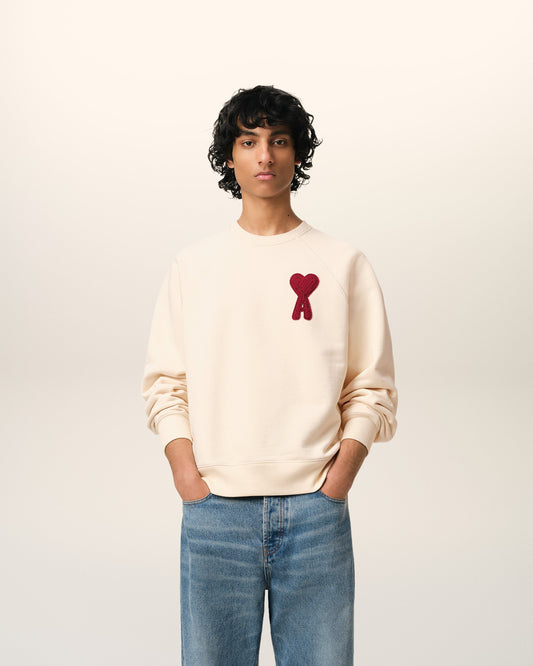 Beige Cotton Ami de Coeur Patch Sweatshirt