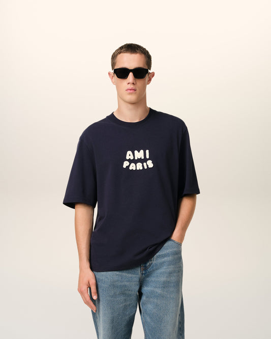 Navy Cotton Ami Paris Patch T-Shirt