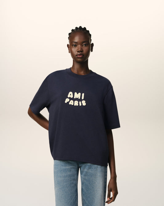 Navy Cotton Ami Paris Patch T-Shirt