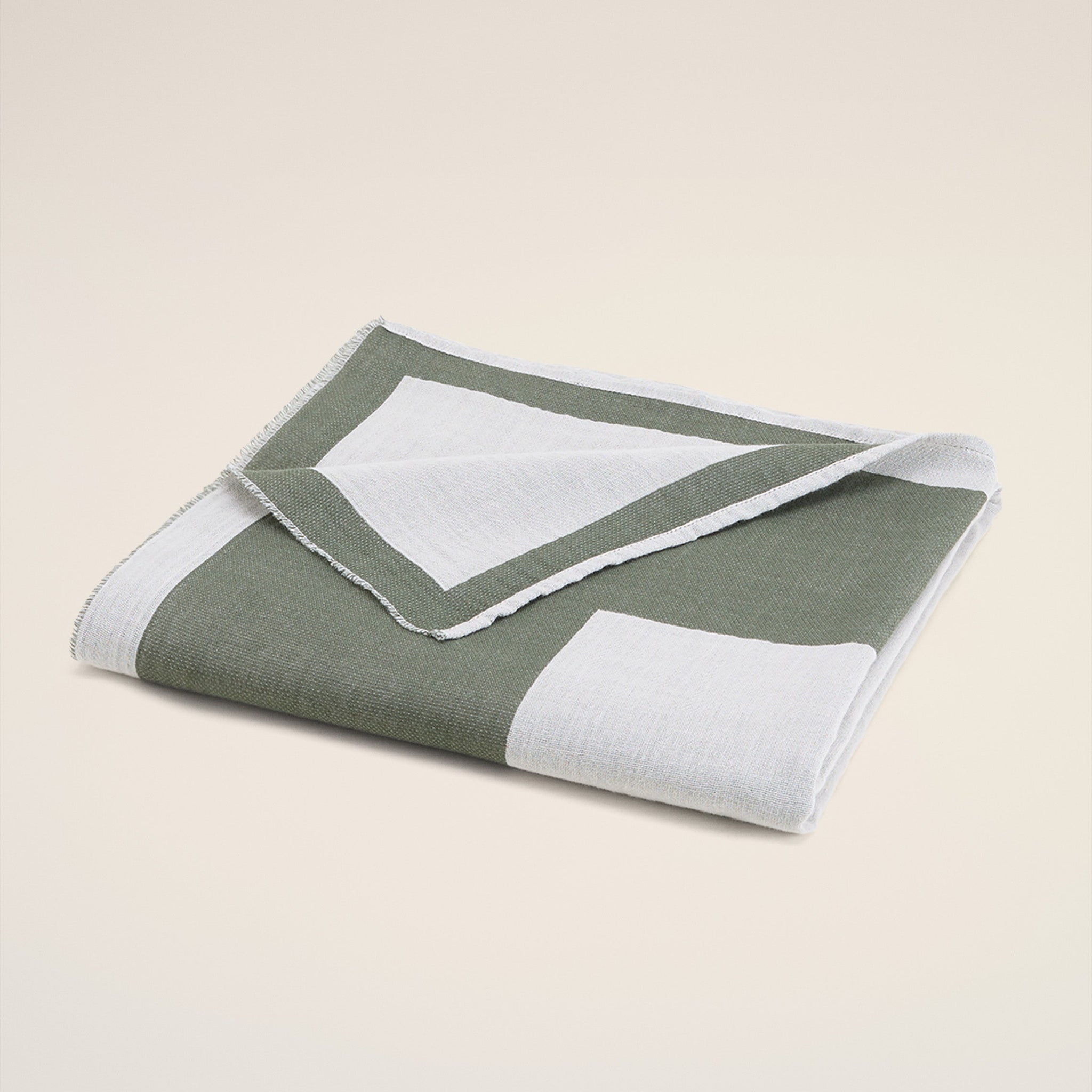Green Cotton Bicolor Beach Towel