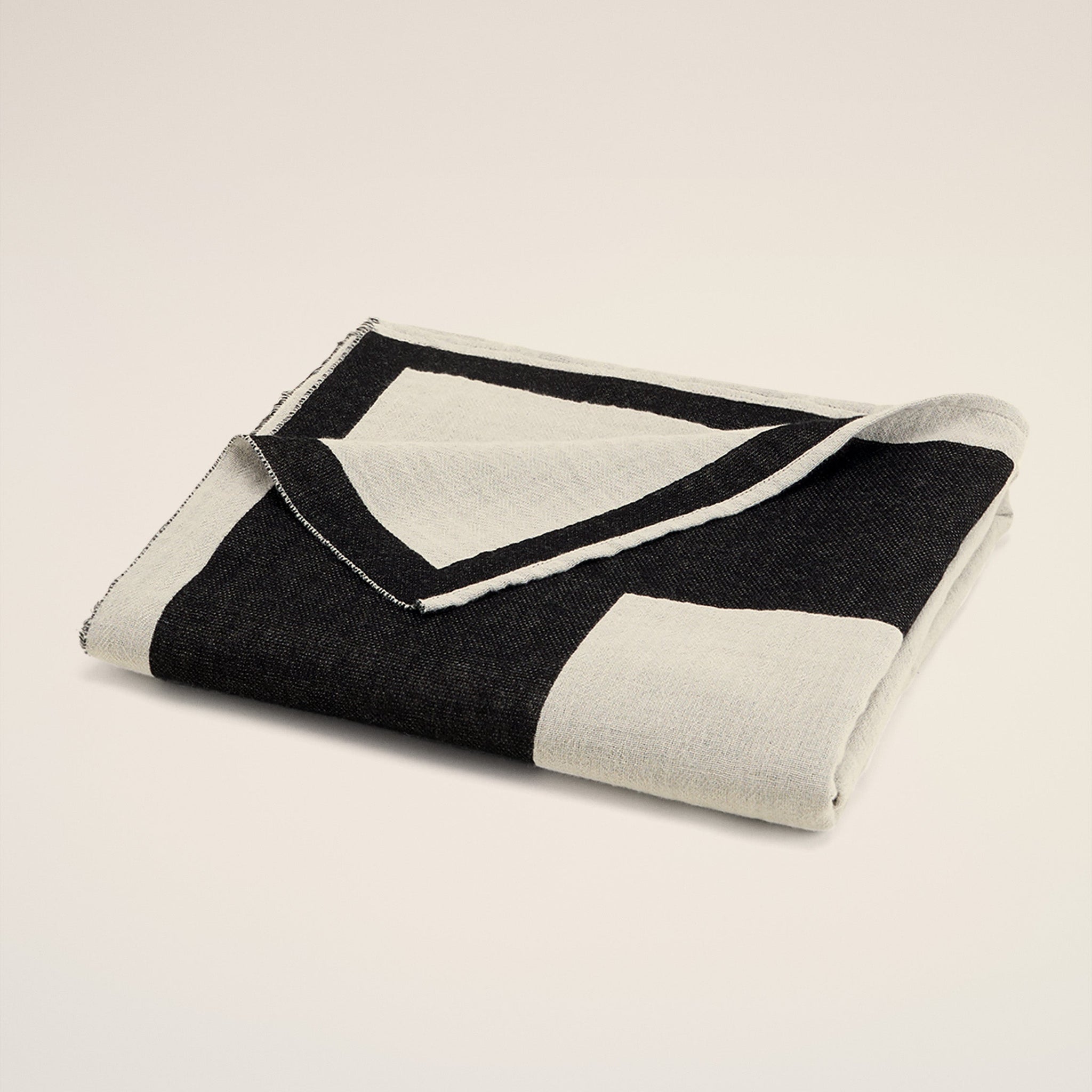 Black Cotton Bicolor Beach Towel
