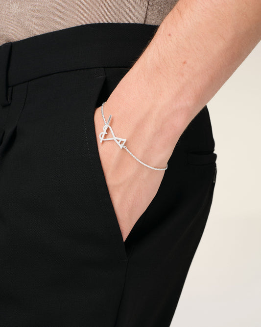 Silver Brass Ami de Coeur Chain Bracelet