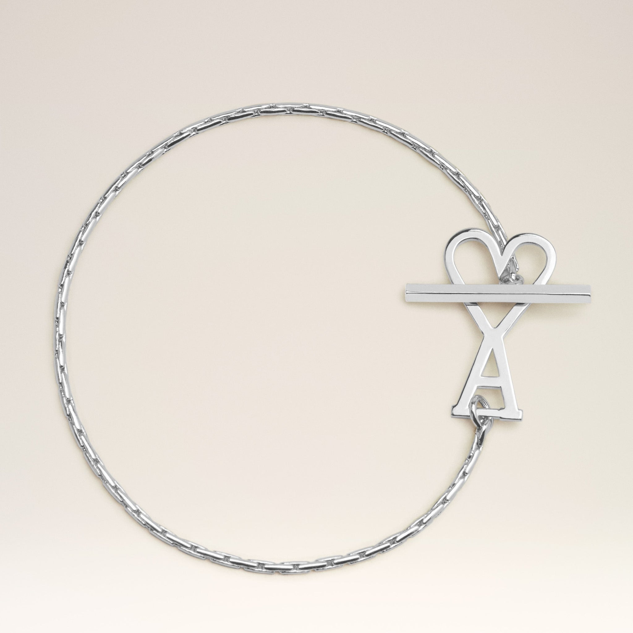 Silver Brass Ami de Coeur Chain Bracelet