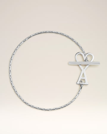Silver Brass Ami de Coeur Chain Bracelet