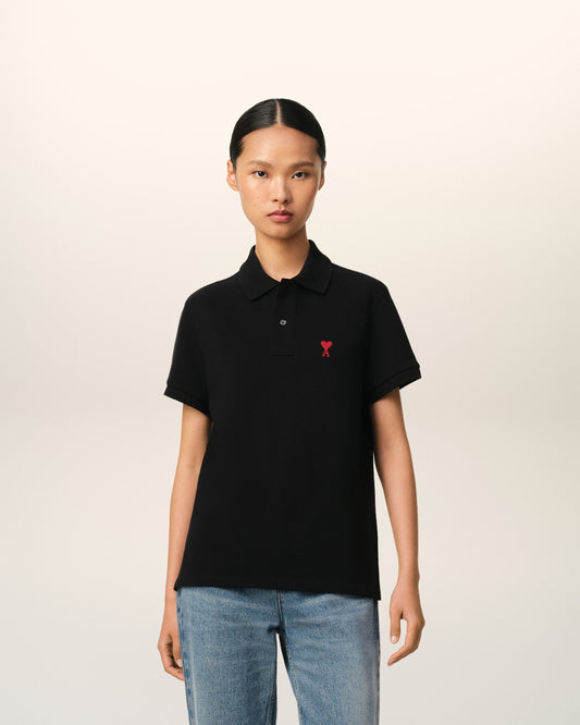 Black Cotton Ami de Coeur Polo Shirt